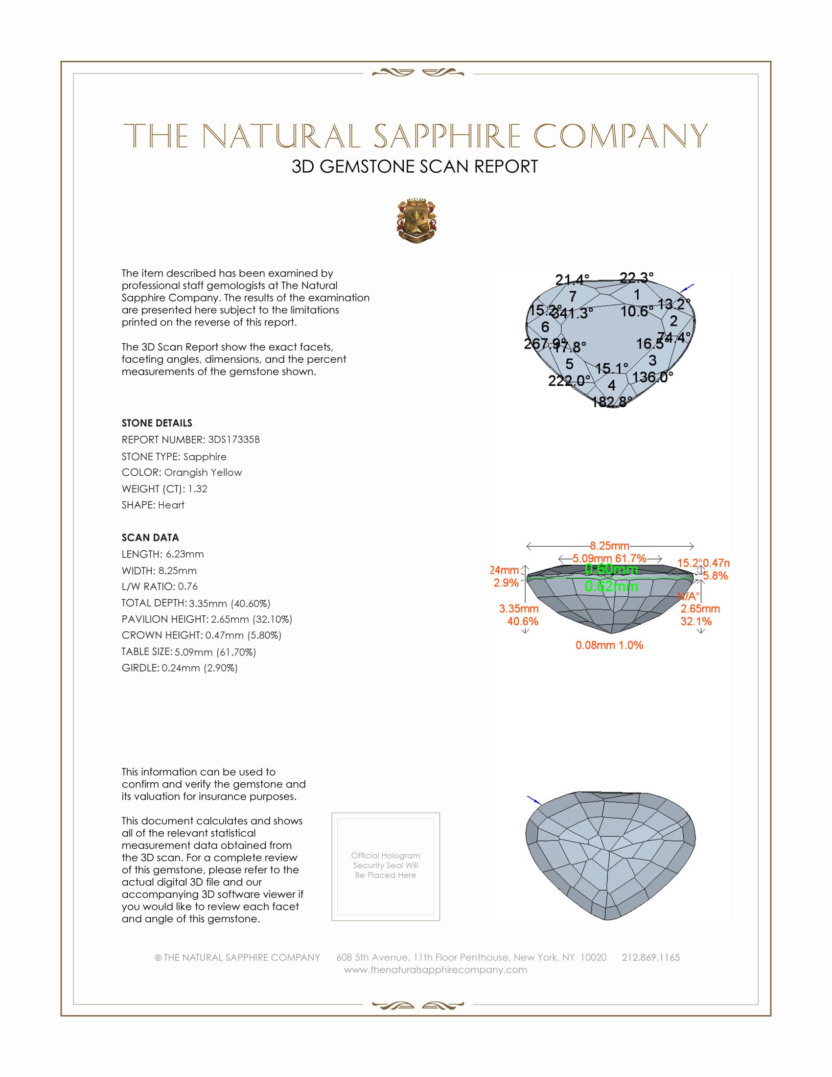 1.32 Ct. Orangish Yellow Sapphire from Ceylon (Sri Lanka)