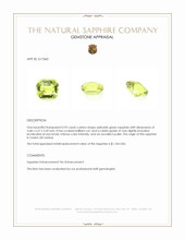 0.92 Ct. Yellowish Green Sapphire from Ceylon (Sri Lanka) Appraisal