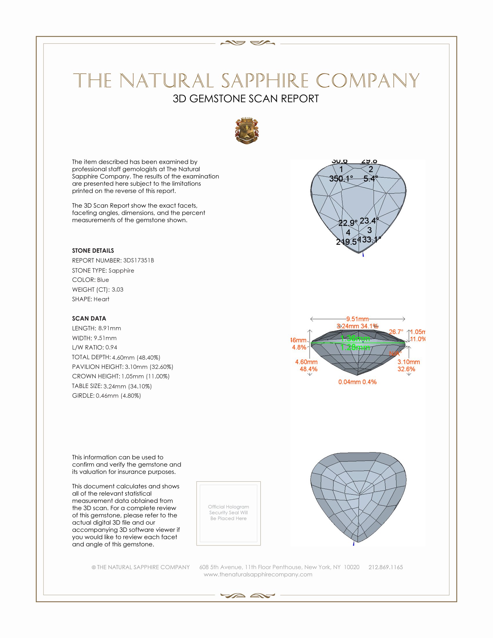 3.03 Ct. Blue Sapphire from Ceylon (Sri Lanka)