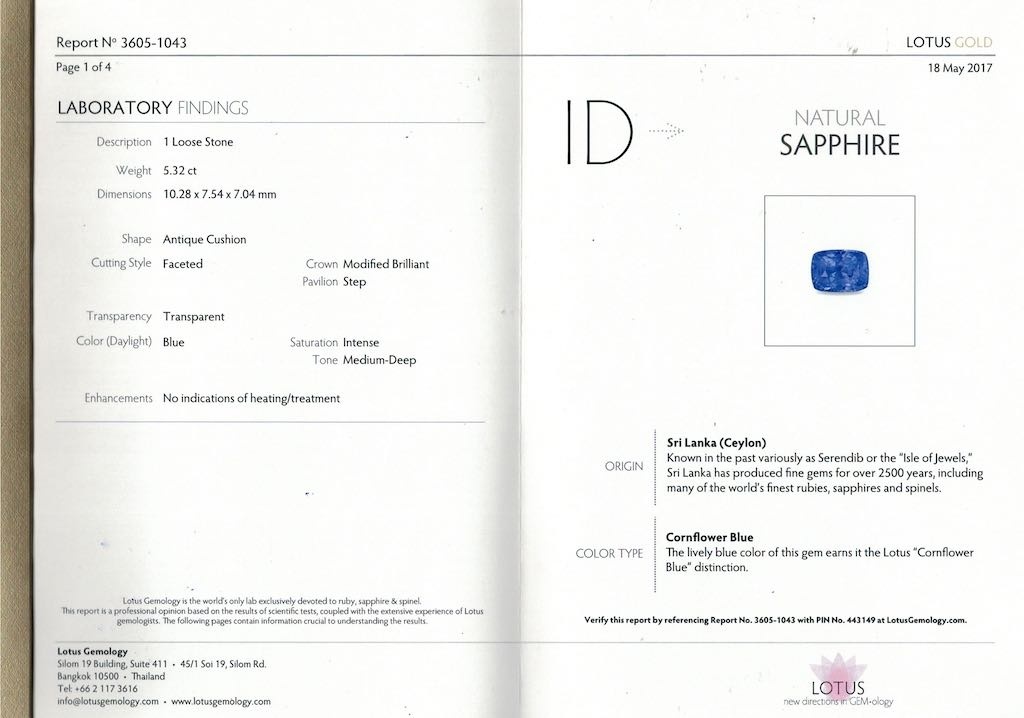 5.32 Ct. Blue Sapphire from Ceylon (Sri Lanka)