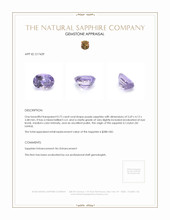 0.72 Ct. Purple Sapphire from Ceylon (Sri Lanka) Appraisal