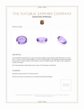0.46 Ct. Pinkish Purple Sapphire from Ceylon (Sri Lanka) Appraisal