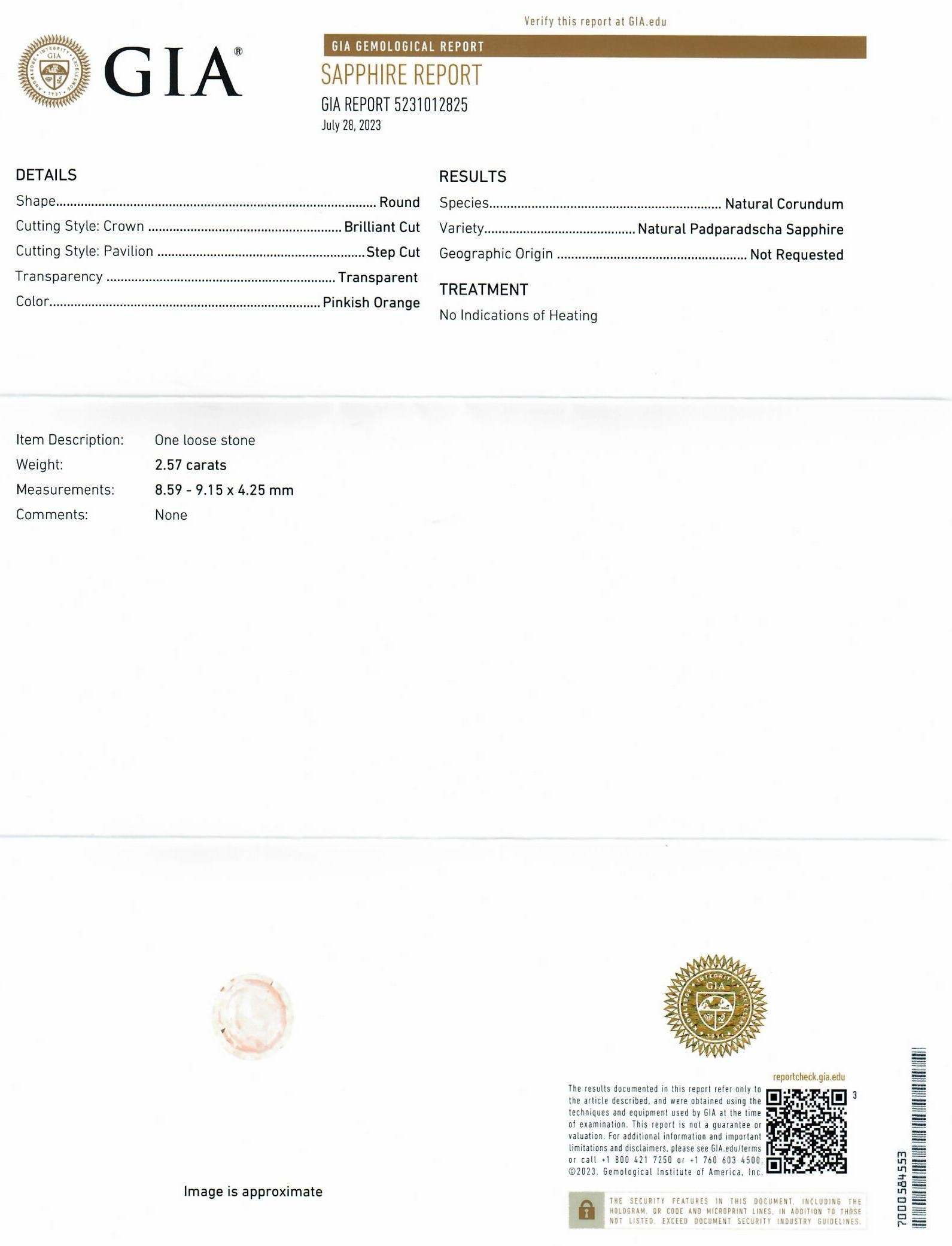 2.57 Ct. Padparadscha Sapphire from Ceylon (Sri Lanka)