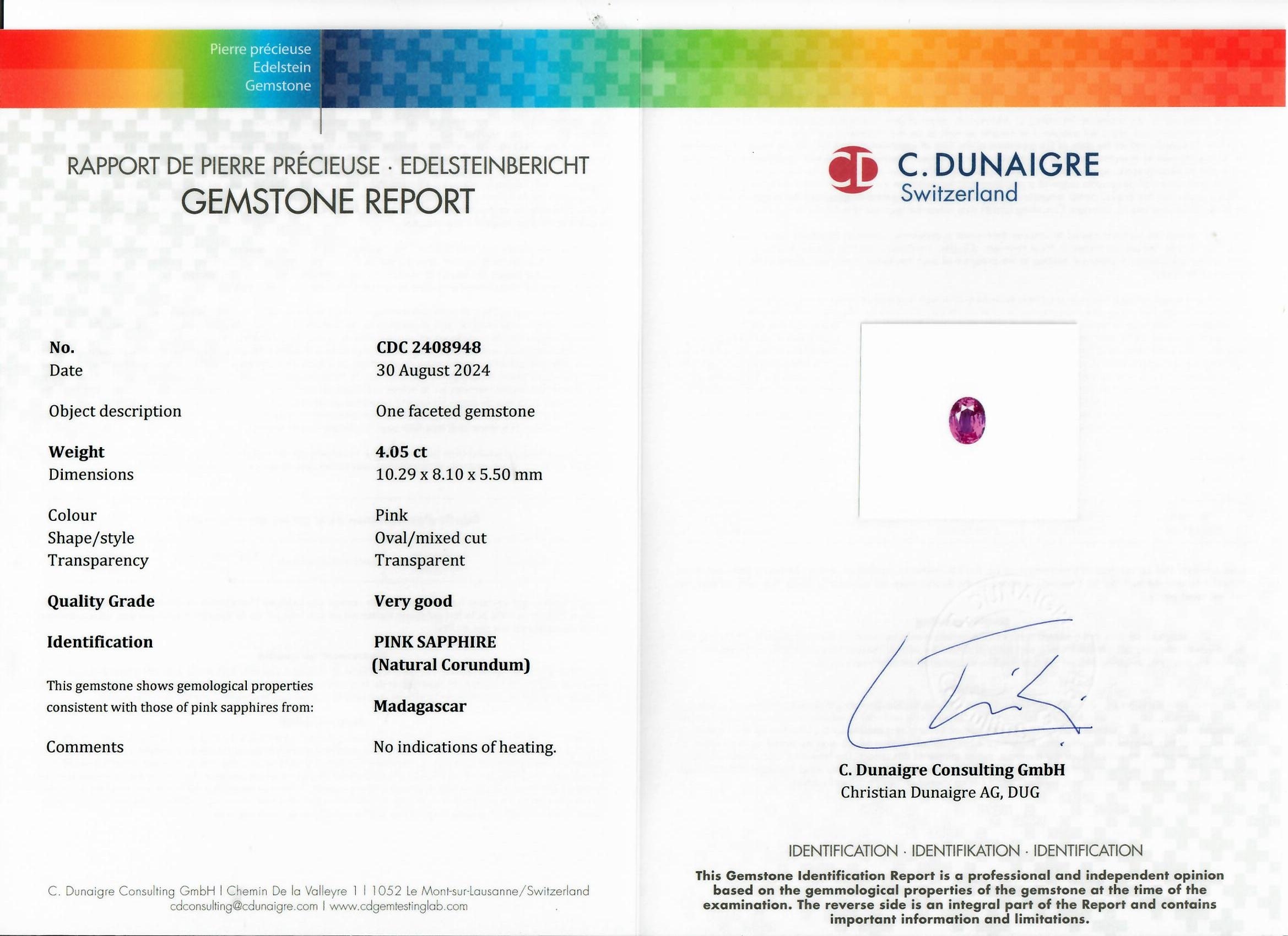 4.05 Ct. Pink Sapphire from Madagascar