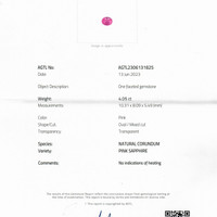 4.05 Ct. Pink Sapphire from Madagascar Scan Report