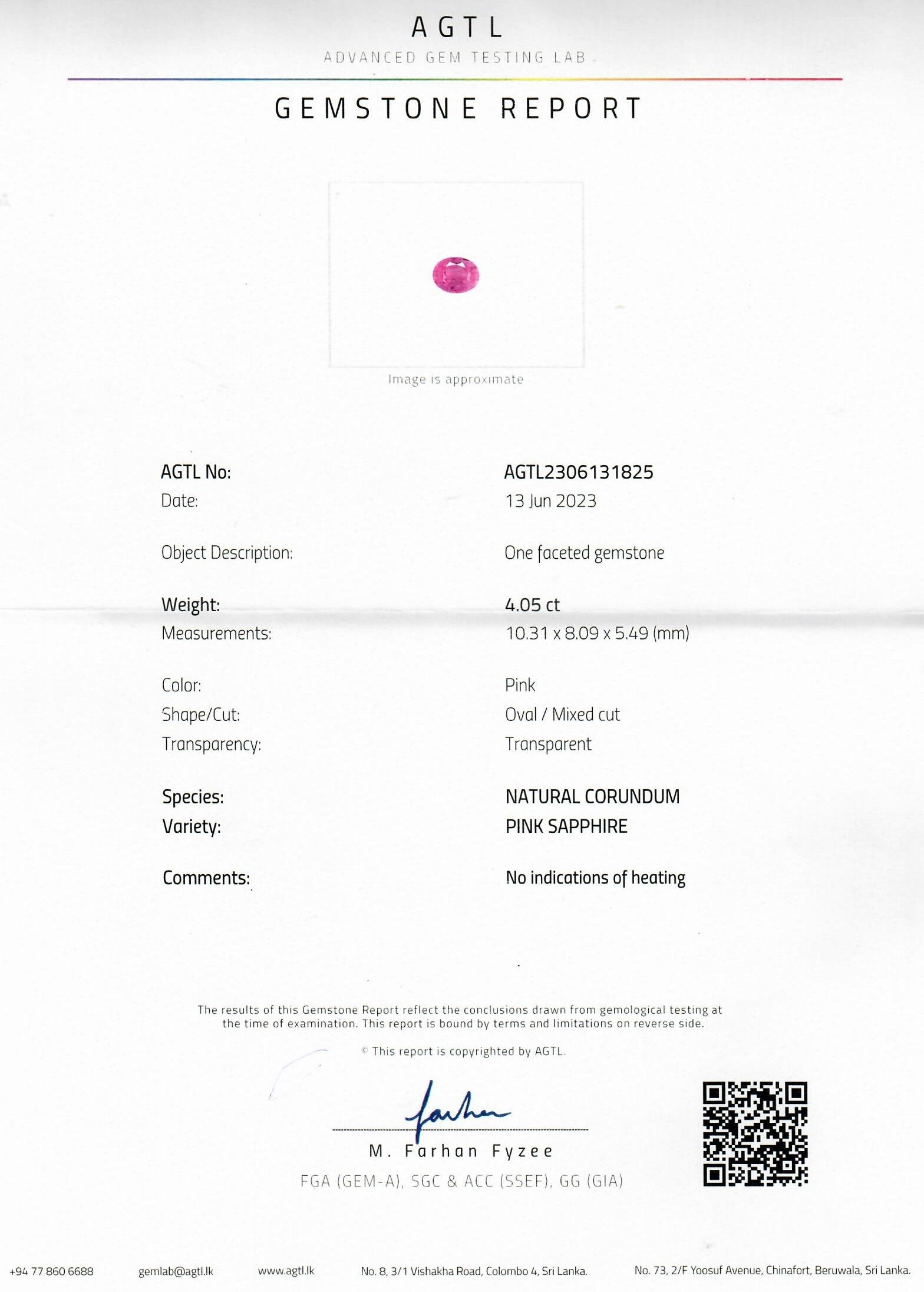 4.05 Ct. Pink Sapphire from Madagascar