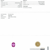 2.89 Ct. Purplish Pink Sapphire from Ceylon (Sri Lanka) Scan Report