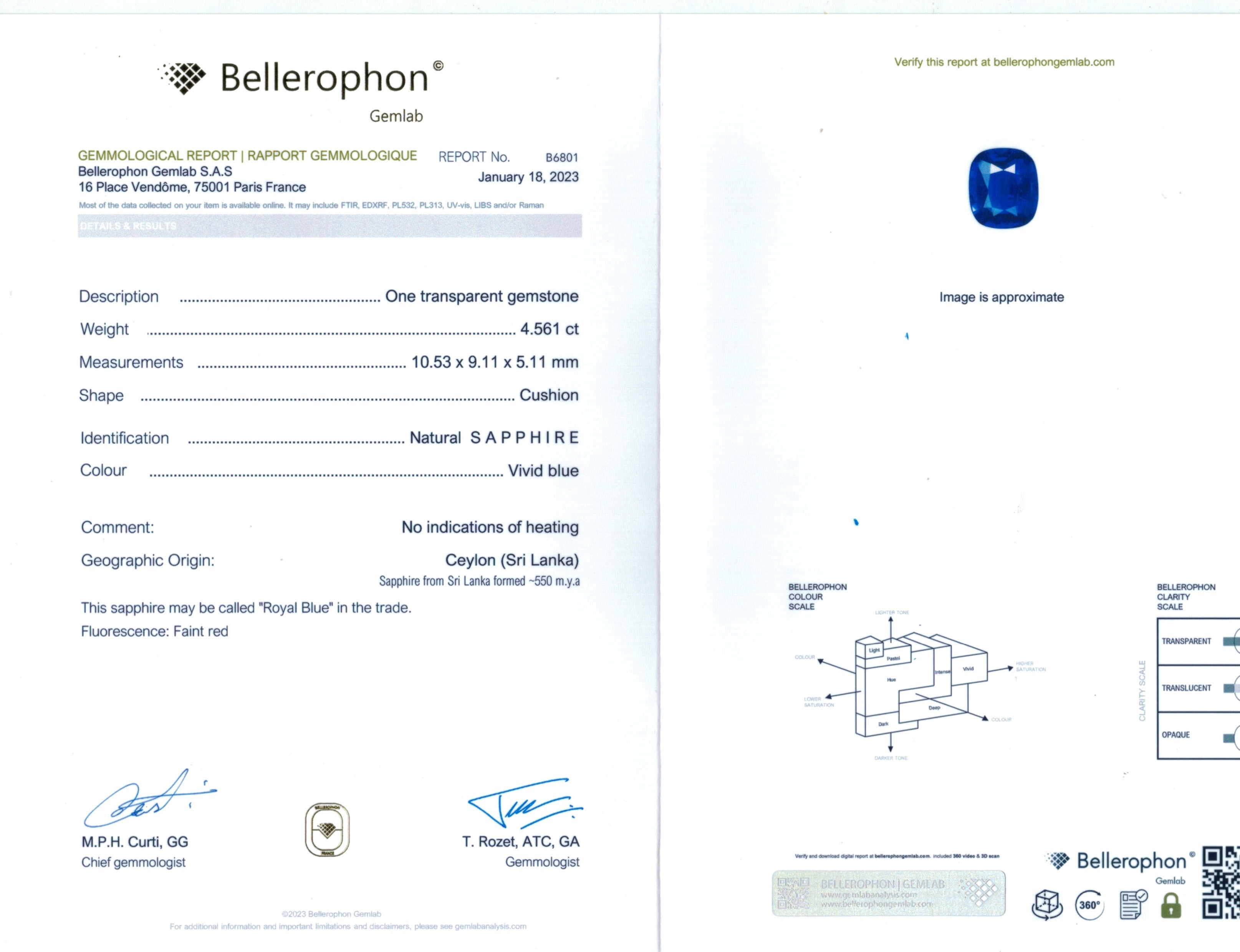 4.56 Ct. Blue Sapphire from Ceylon (Sri Lanka)