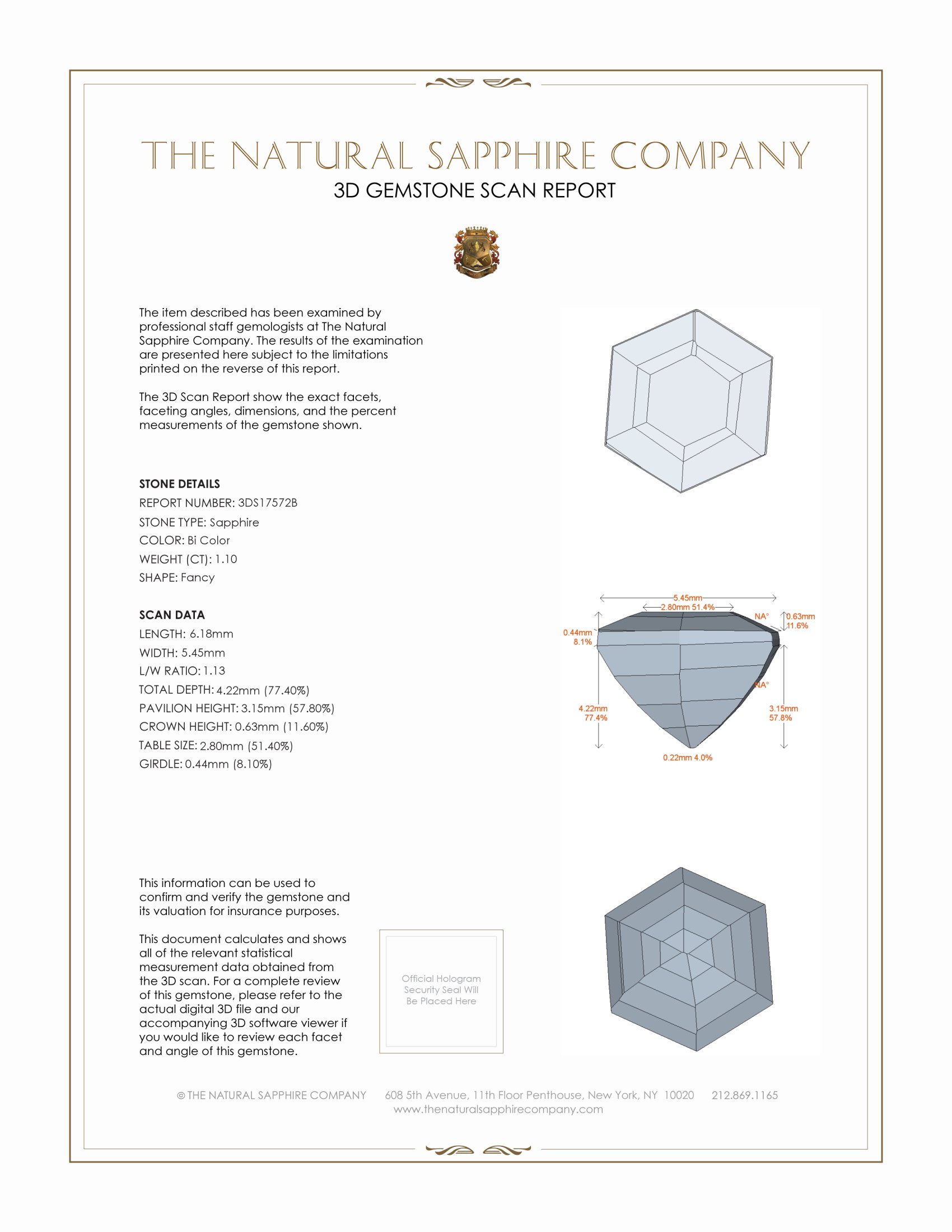 1.10 Ct. Bi Color / Parti Sapphire from Tanzania