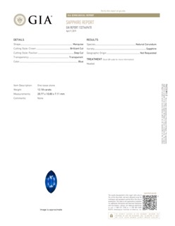 12.18 Ct. Blue Sapphire from Ceylon (Sri Lanka)