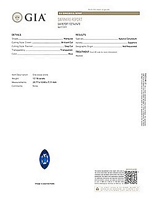 12.18 Ct. Blue Sapphire from Ceylon (Sri Lanka)