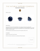 9.47 Ct. Blue Sapphire from Ceylon (Sri Lanka) Appraisal