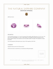 1.25 Ct. Pink Sapphire from Ceylon (Sri Lanka) Appraisal