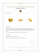 1.46 Ct. Orangish Yellow Sapphire from Ceylon (Sri Lanka) Appraisal