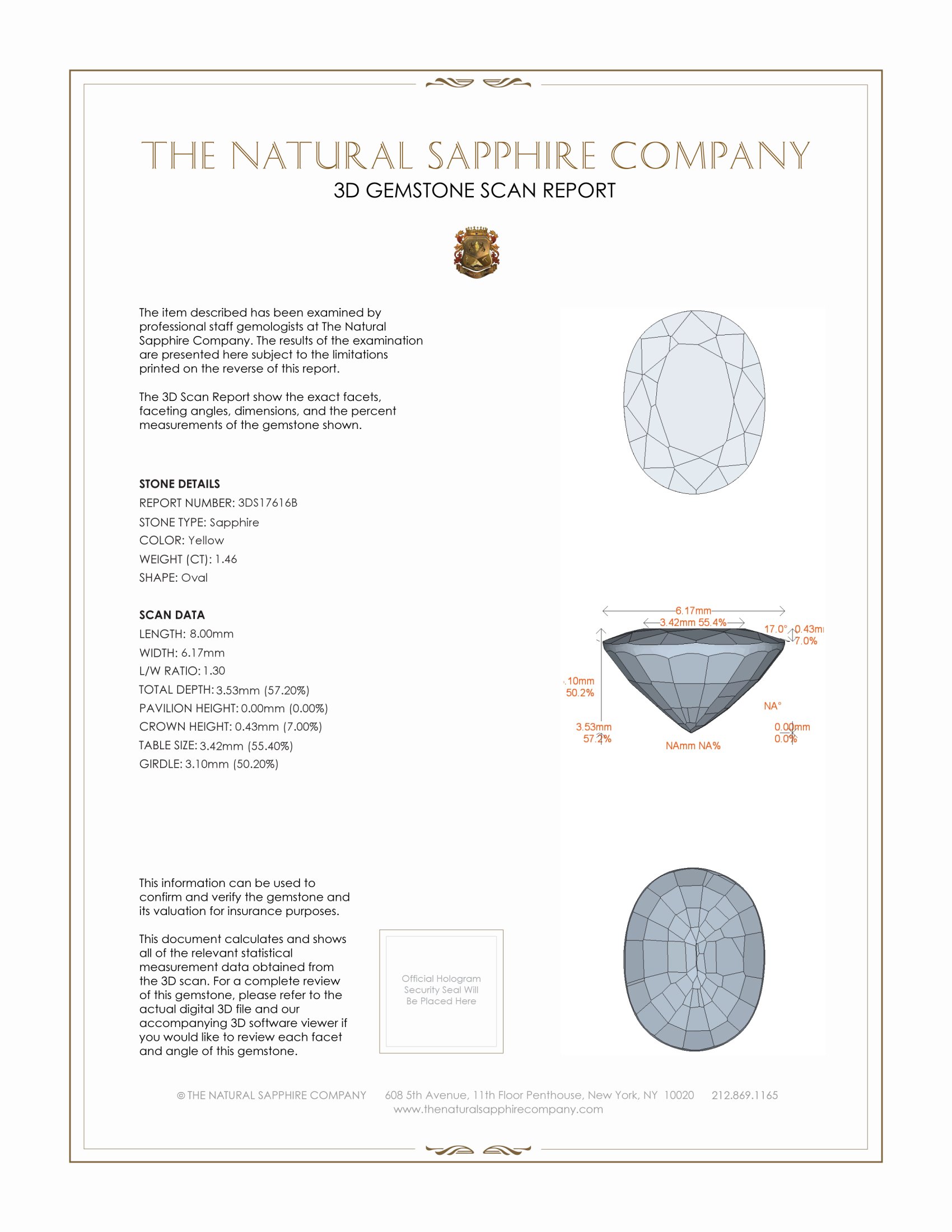 1.46 Ct. Yellow Sapphire from Ceylon (Sri Lanka)
