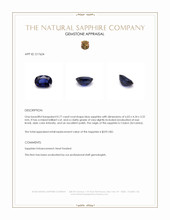 0.77 Ct. Blue Sapphire from Ceylon (Sri Lanka) Appraisal