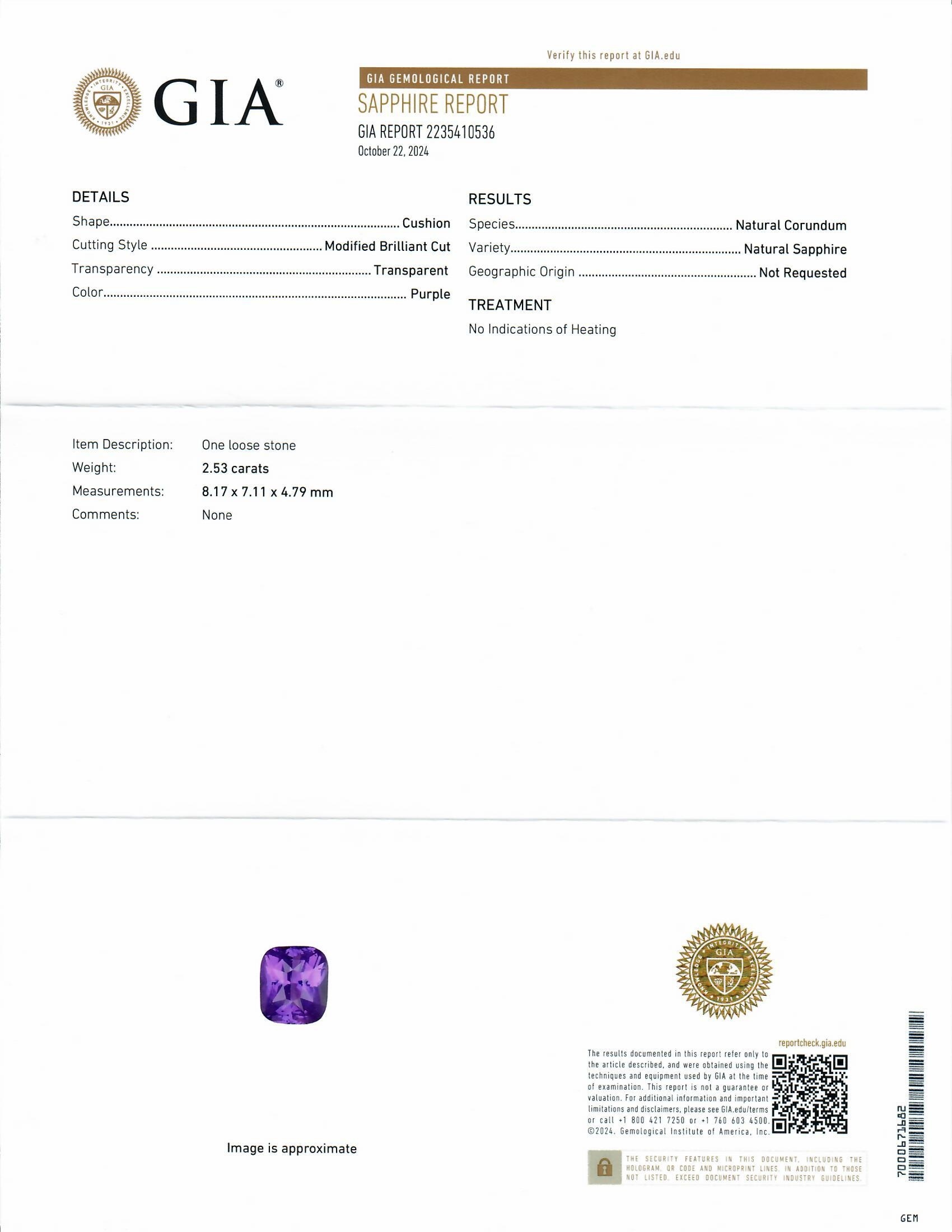 2.53 Ct. Purple Sapphire from Ceylon (Sri Lanka)