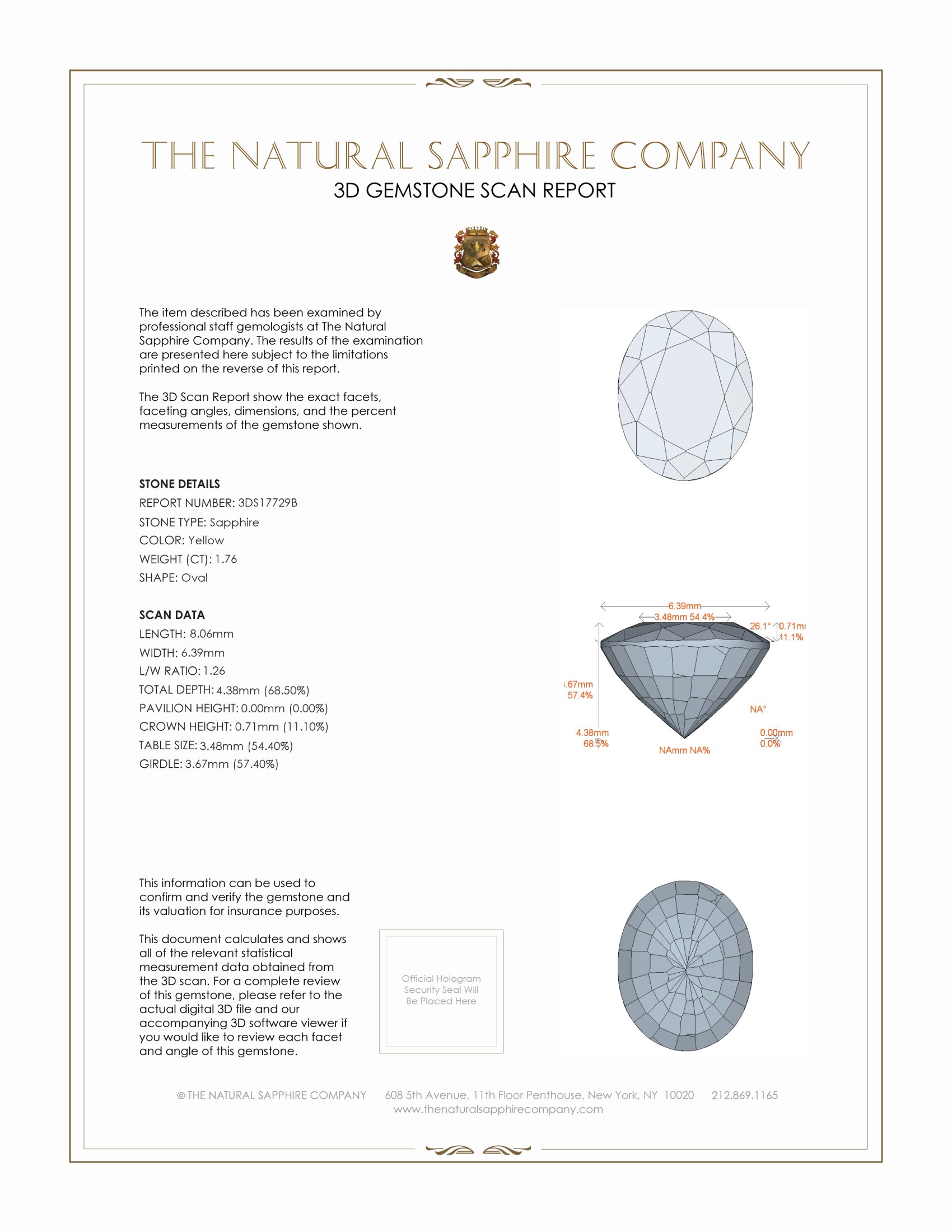 1.76 Ct. Yellow Sapphire from Ceylon (Sri Lanka)