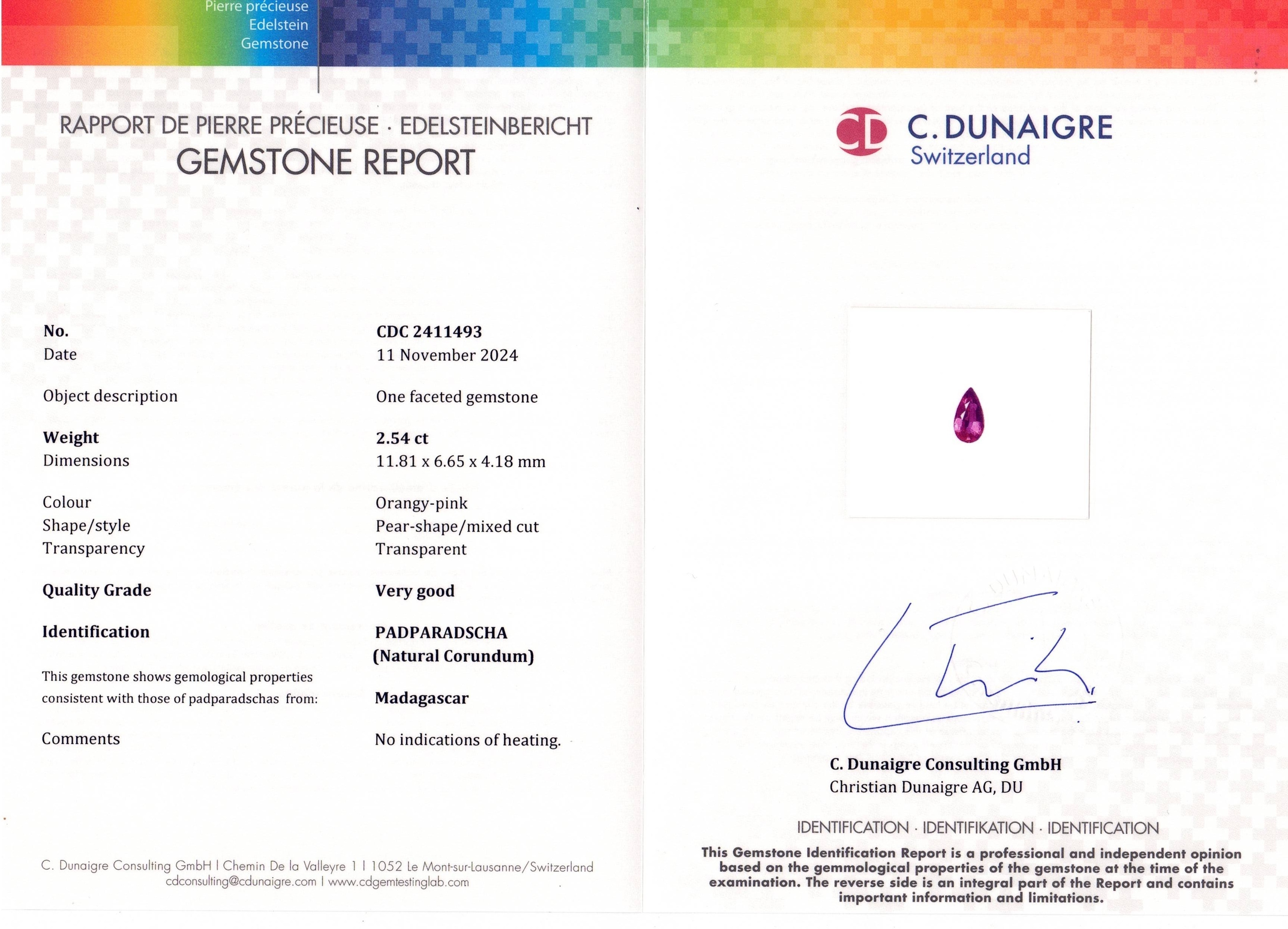 2.54 Ct. Padparadscha Sapphire from Madagascar