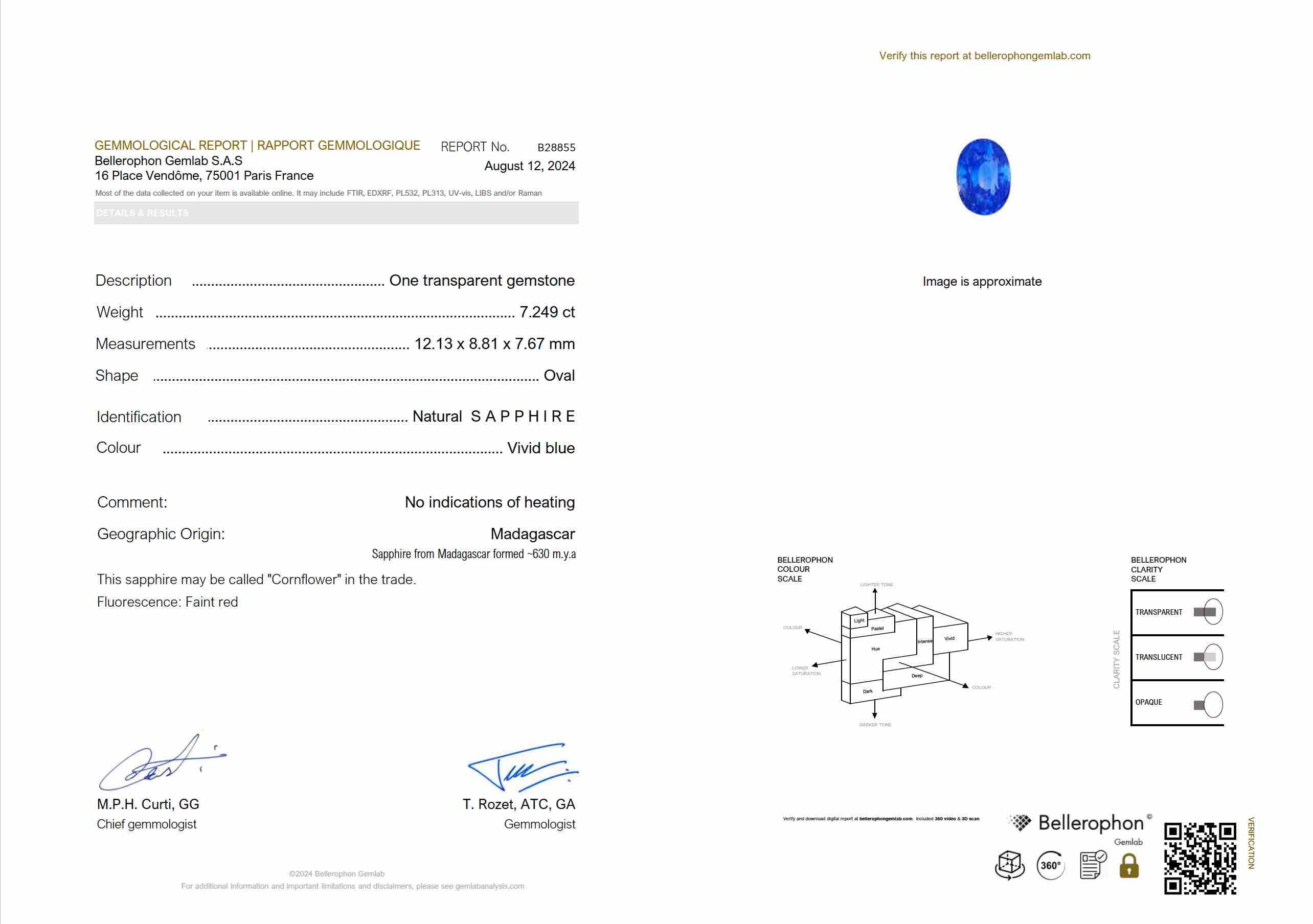 7.25 Ct. Purplish Blue Sapphire from Madagascar