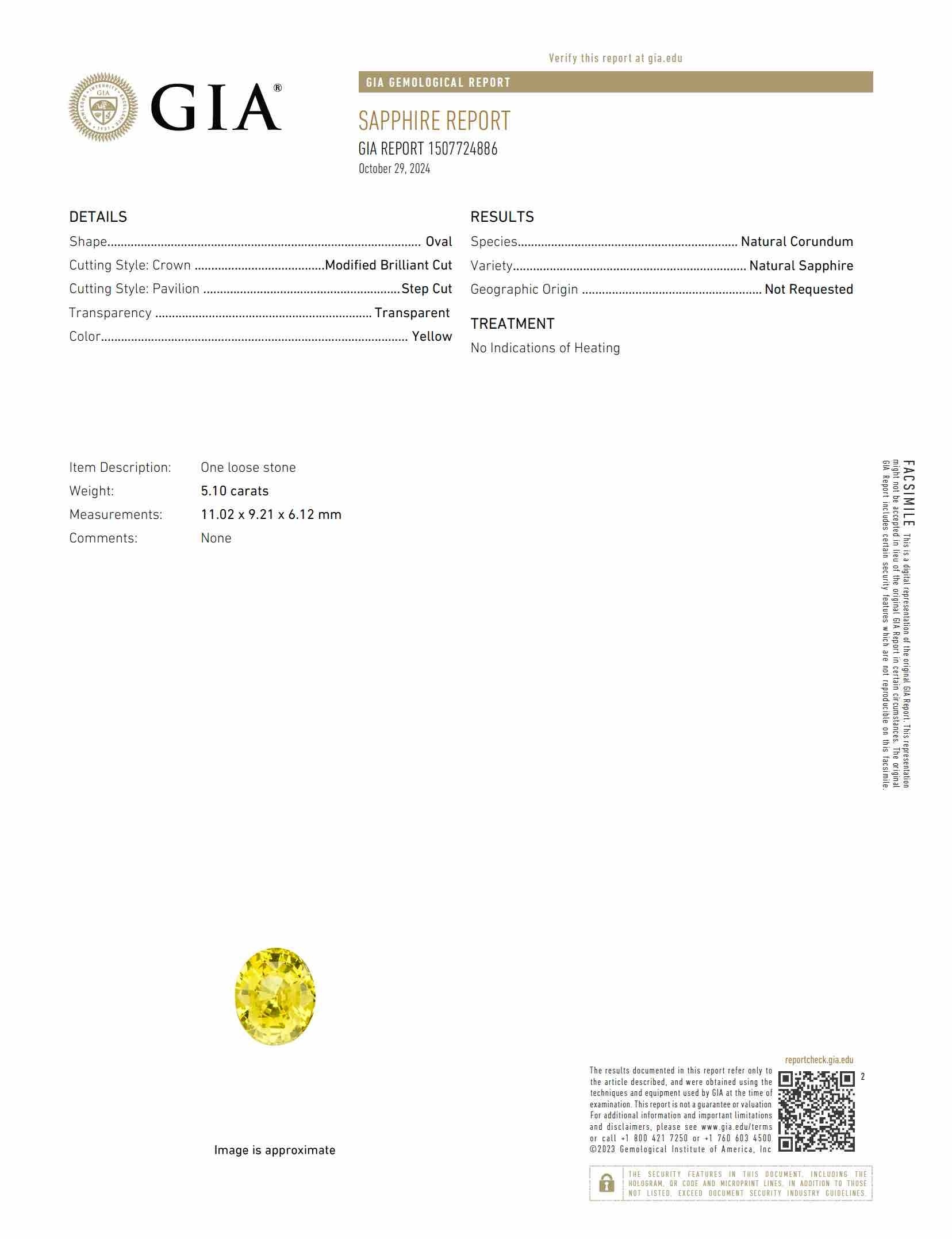 5.10 Ct. Yellow Sapphire from Madagascar