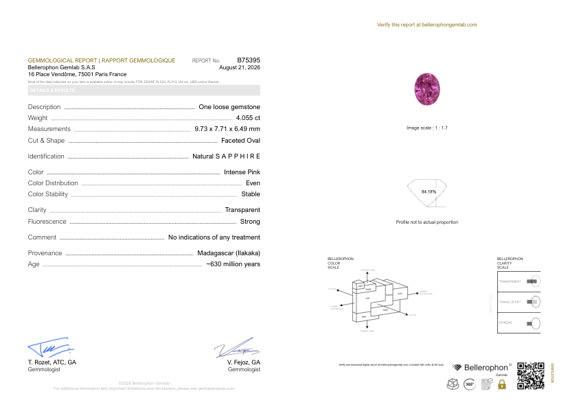 4.05 Ct. Pink Sapphire from Madagascar