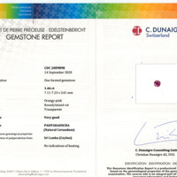 1.46 Ct. Padparadscha Sapphire from Ceylon (Sri Lanka) Scan Report