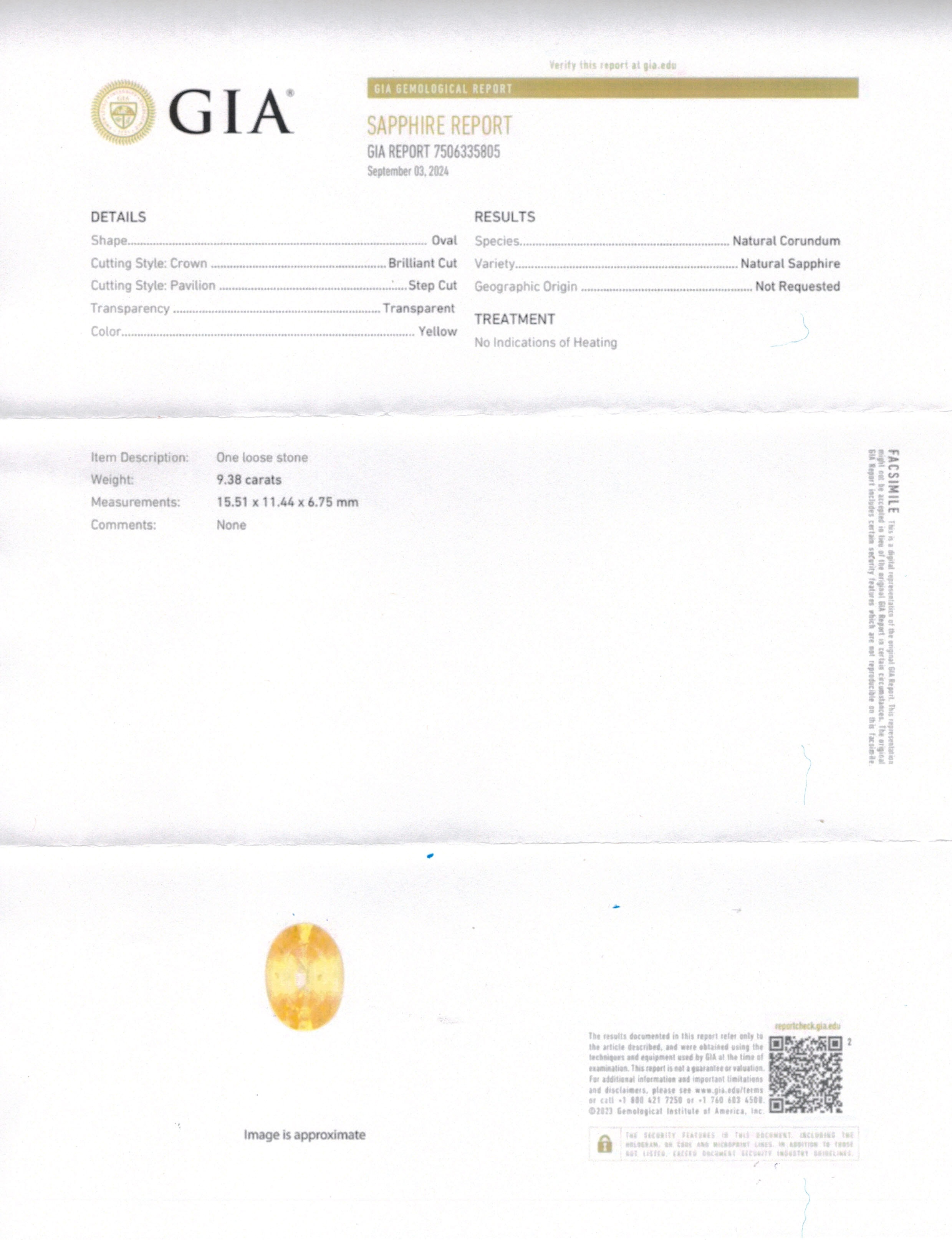 9.38 Ct. Yellow Sapphire from Ceylon (Sri Lanka)