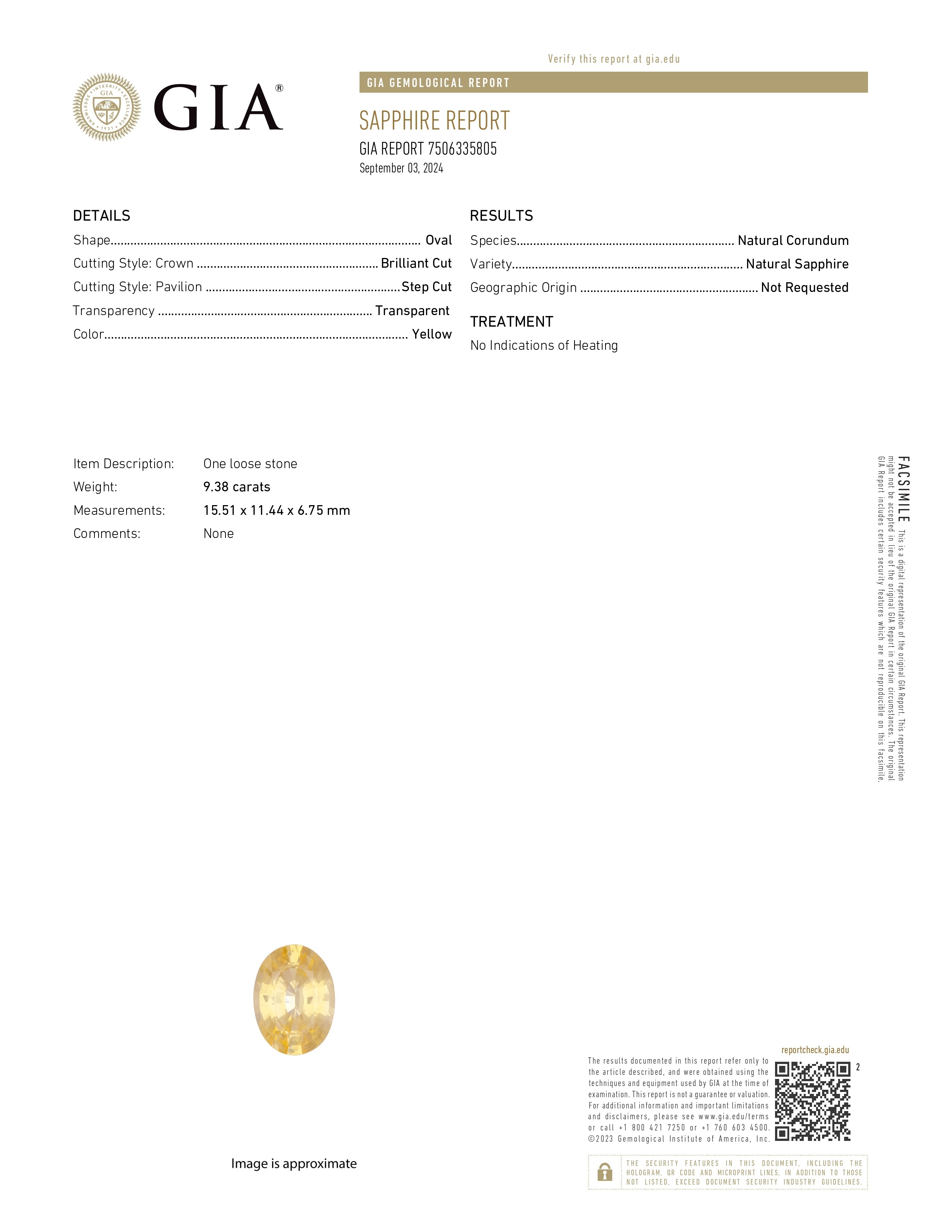 9.38 Ct. Yellow Sapphire from Ceylon (Sri Lanka)