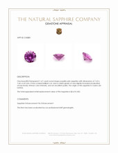 1.67 Ct. Purplish Pink Sapphire from Ceylon (Sri Lanka) Appraisal