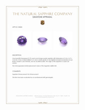0.70 Ct. Purple Sapphire from Ceylon (Sri Lanka) Appraisal