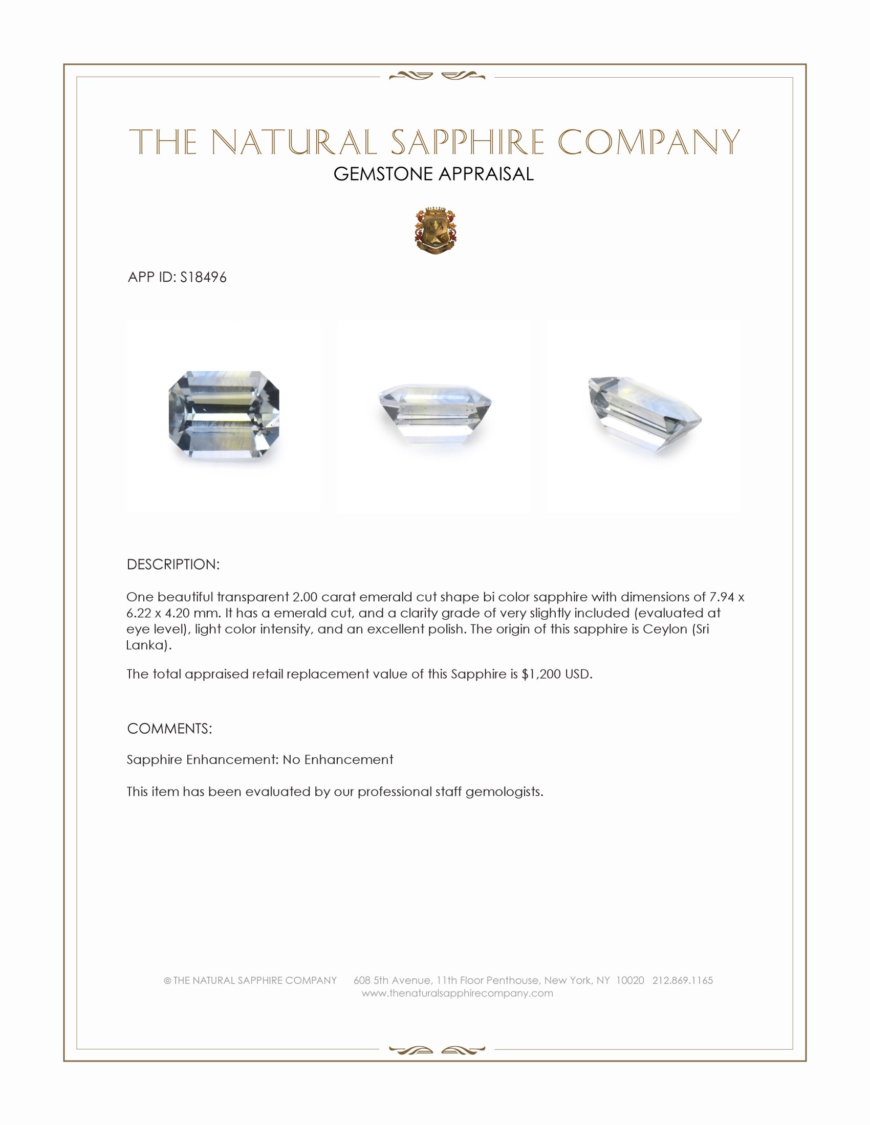 2.00 Ct. Bi Color Sapphire from Ceylon (Sri Lanka)