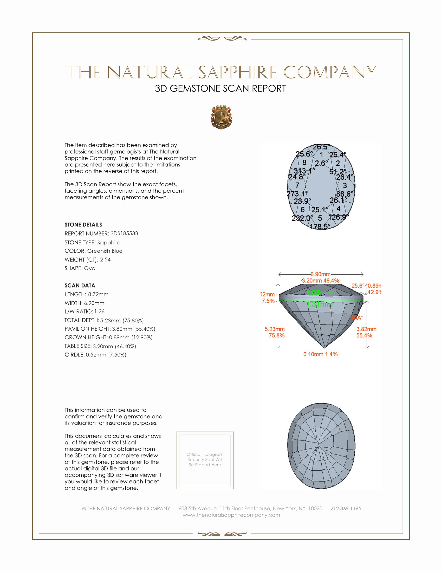 2.54 Ct. Greenish Blue Sapphire from Madagascar