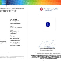7.94 Ct. Violet Sapphire from Ceylon (Sri Lanka) Scan Report