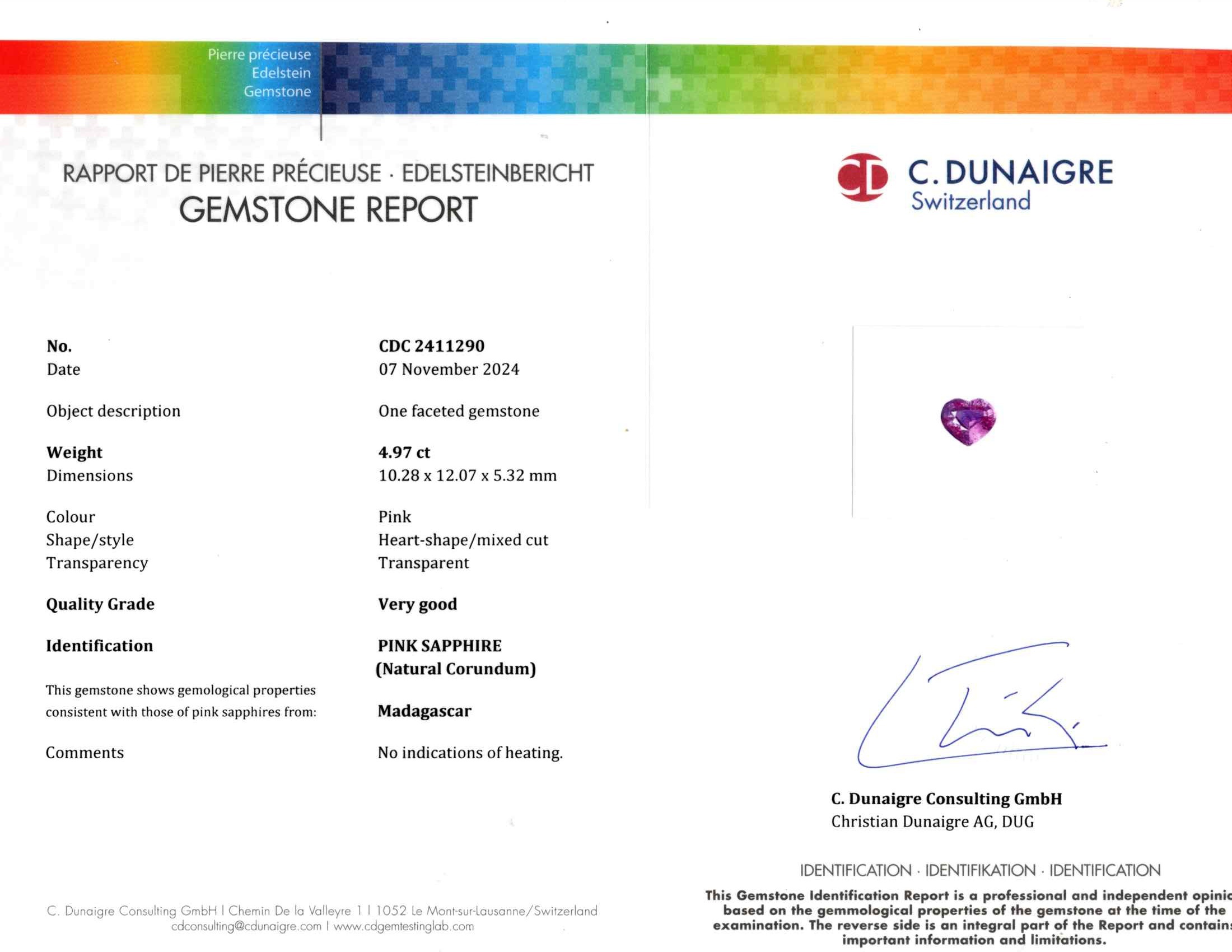 4.97 Ct. Pink Sapphire from Madagascar