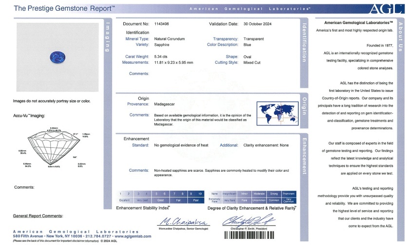 5.34 Ct. Blue Sapphire from Madagascar