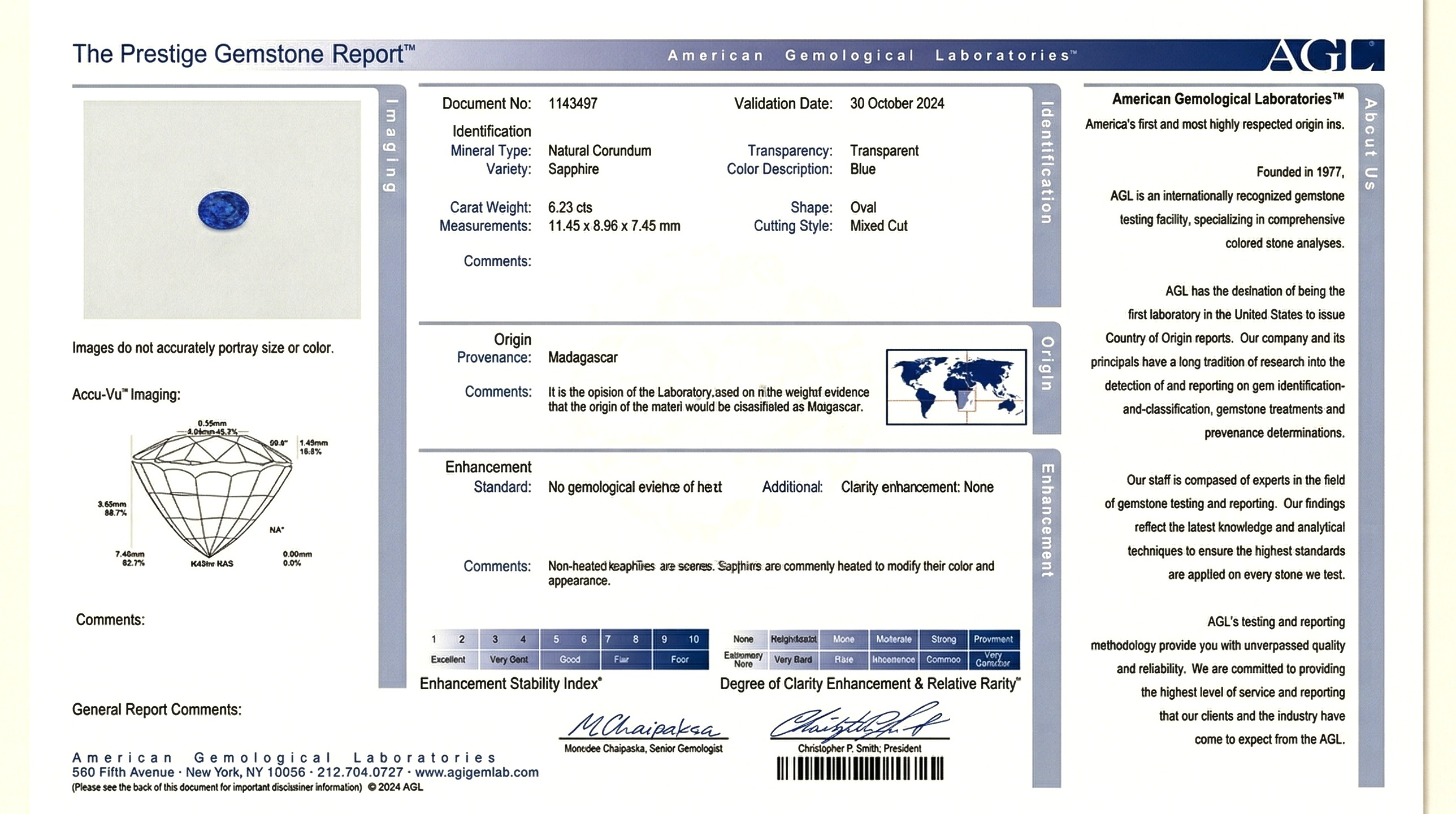 6.23 Ct. Blue Sapphire from Madagascar