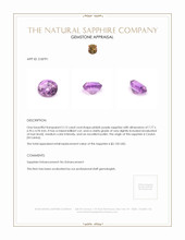 2.15 Ct. Pinkish Purple Sapphire from Ceylon (Sri Lanka) Appraisal