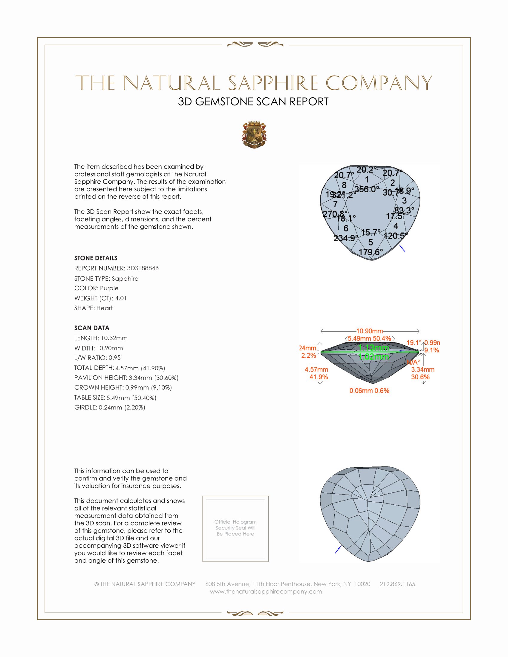 4.01 Ct. Purple Sapphire from Ceylon (Sri Lanka)
