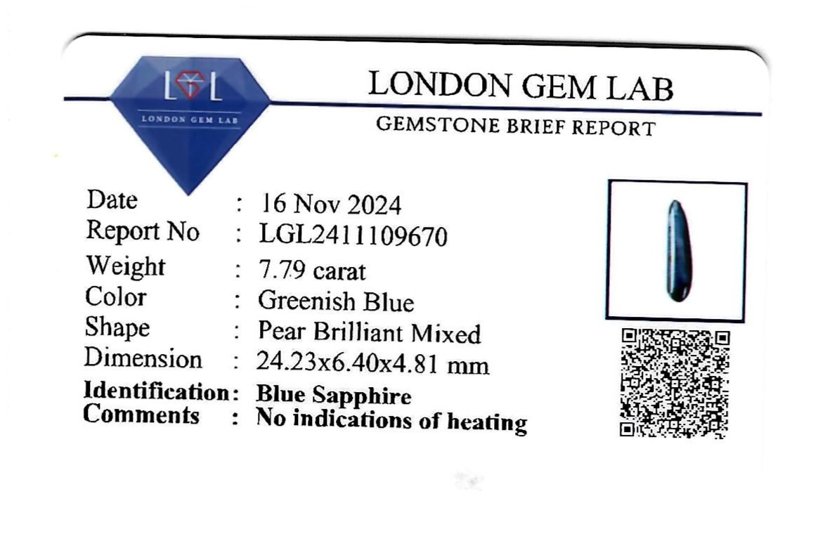 7.79 Ct. Greenish Blue Cabochon Sapphire from Ceylon (Sri Lanka)