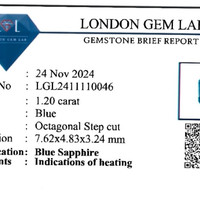 1.20 Ct. Blue Sapphire from Ceylon (Sri Lanka) Scan Report