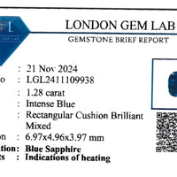 1.28 Ct. Blue Sapphire from Ceylon (Sri Lanka) Scan Report