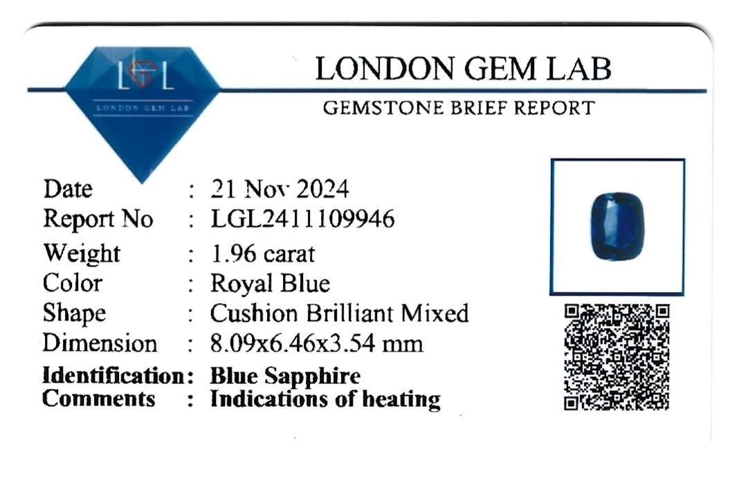 1.96 Ct. Bi Color Sapphire from Ceylon (Sri Lanka)