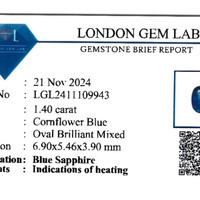 1.40 Ct. Blue Sapphire from Ceylon (Sri Lanka) Scan Report