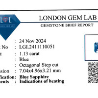 1.13 Ct. Blue Sapphire from Ceylon (Sri Lanka) Scan Report