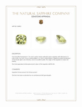 1.24 Ct. Yellowish Green Sapphire from Ceylon (Sri Lanka) Appraisal