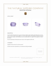 0.74 Ct. Pinkish Purple Sapphire from Ceylon (Sri Lanka) Appraisal