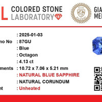 4.12 Ct. Blue Sapphire from Ceylon (Sri Lanka) Scan Report