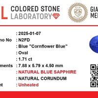 1.70 Ct. Blue Sapphire from Ceylon (Sri Lanka) Scan Report