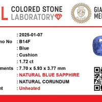 1.72 Ct. Blue Sapphire from Ceylon (Sri Lanka) Scan Report